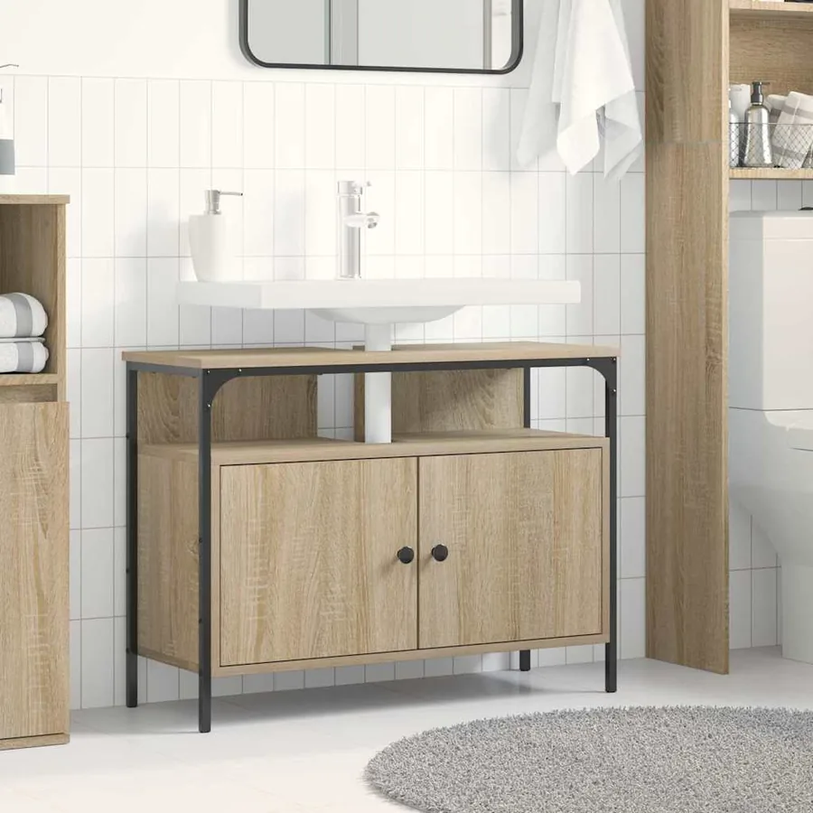 Meuble de Lavabo de Salle de Bain Marron 80 x 30 x 60 cm