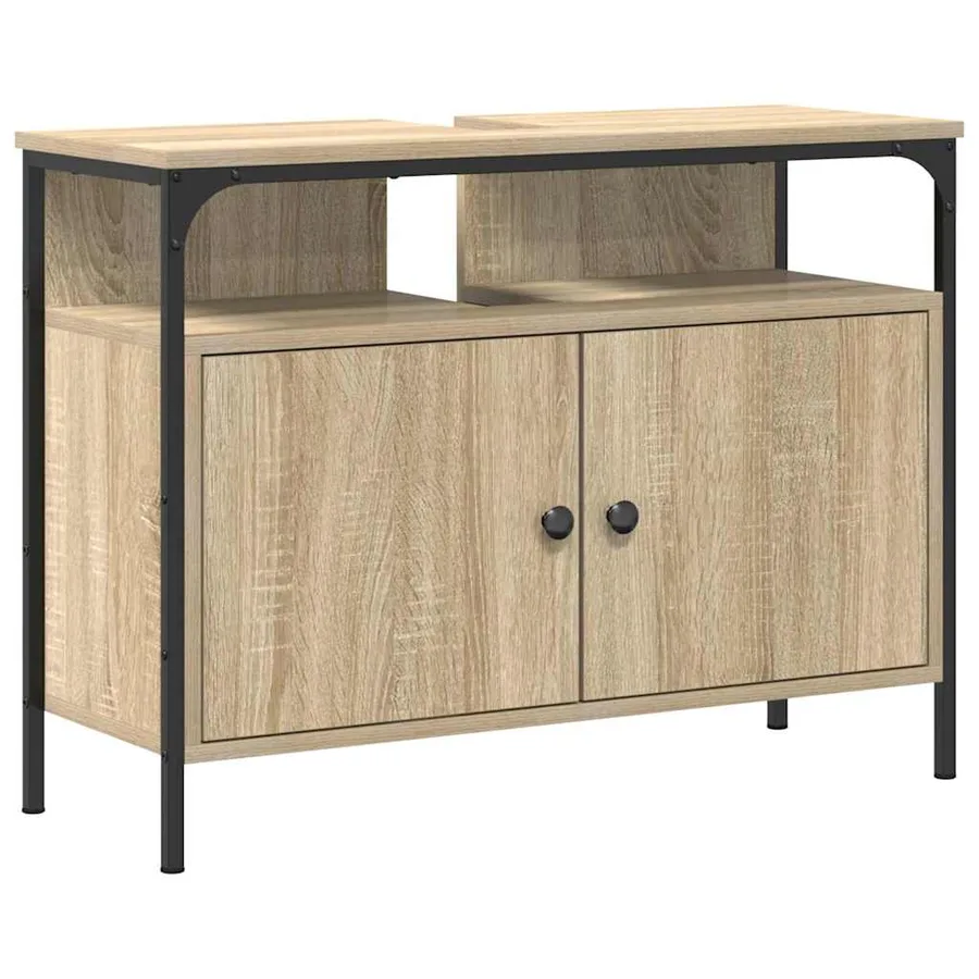 Meuble de Lavabo de Salle de Bain Marron 80 x 30 x 60 cm - 2