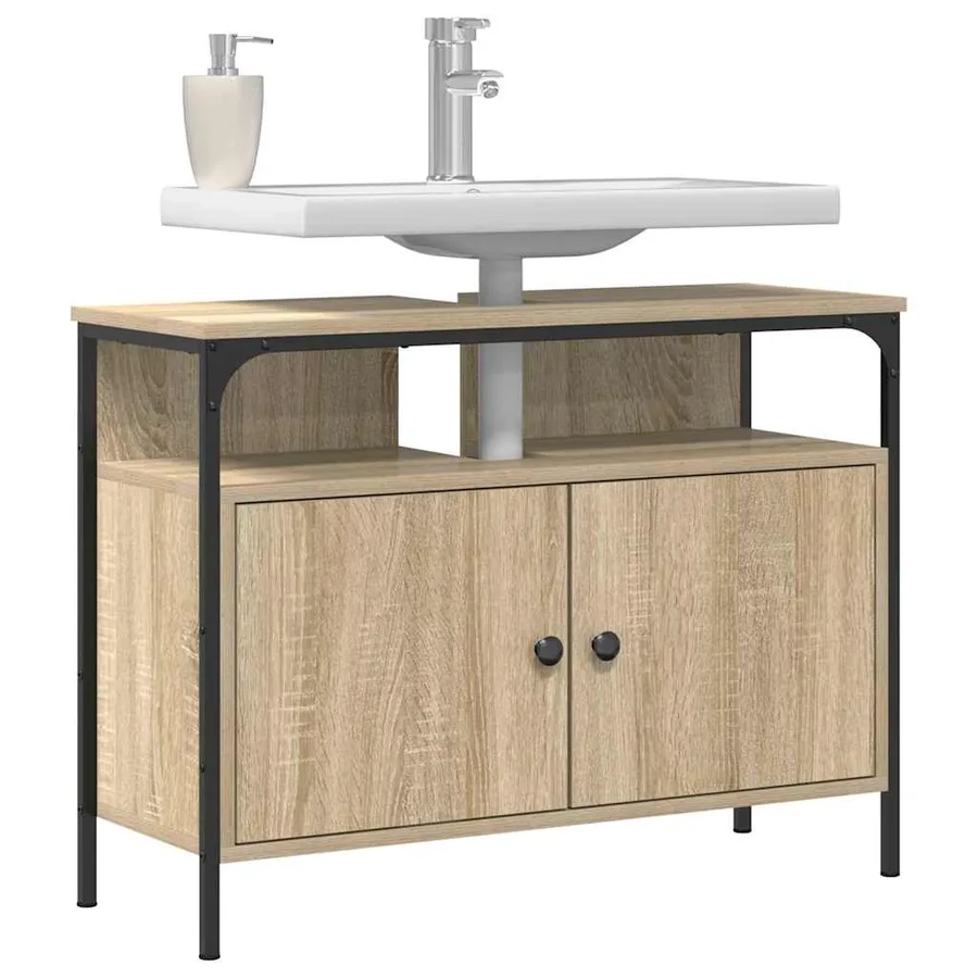Meuble de Lavabo de Salle de Bain Marron 80 x 30 x 60 cm - 3