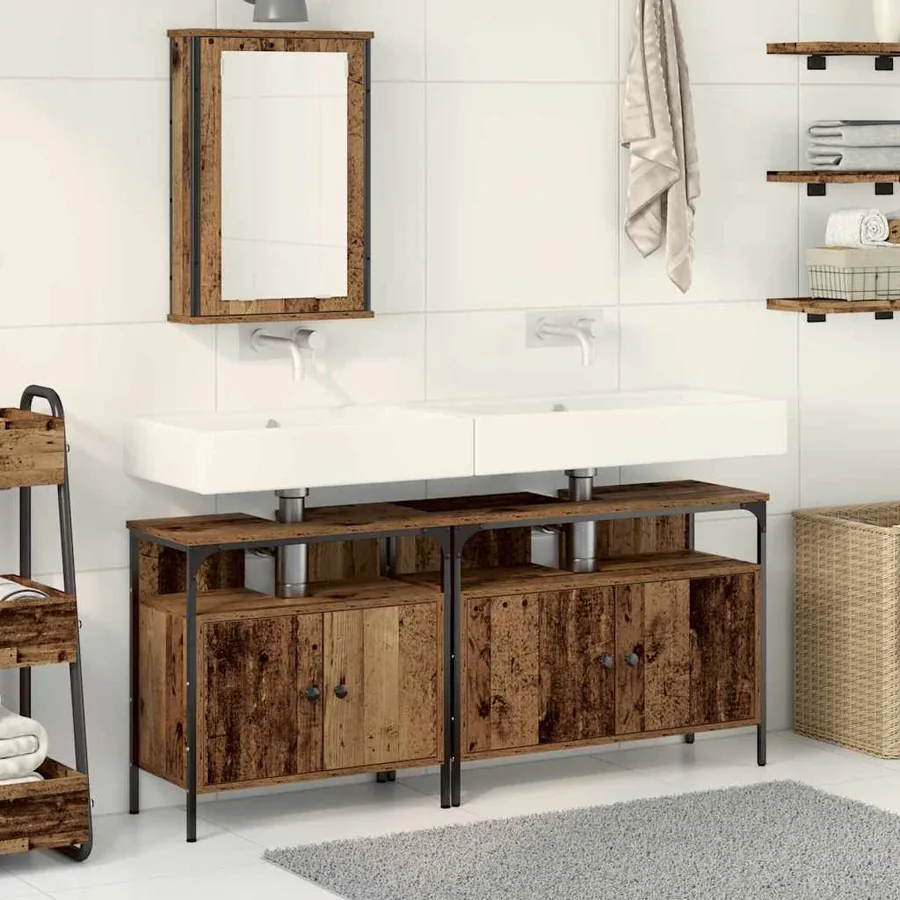 Meubles de salle de bain 3 pcs Marron Bois d'ingénierie
