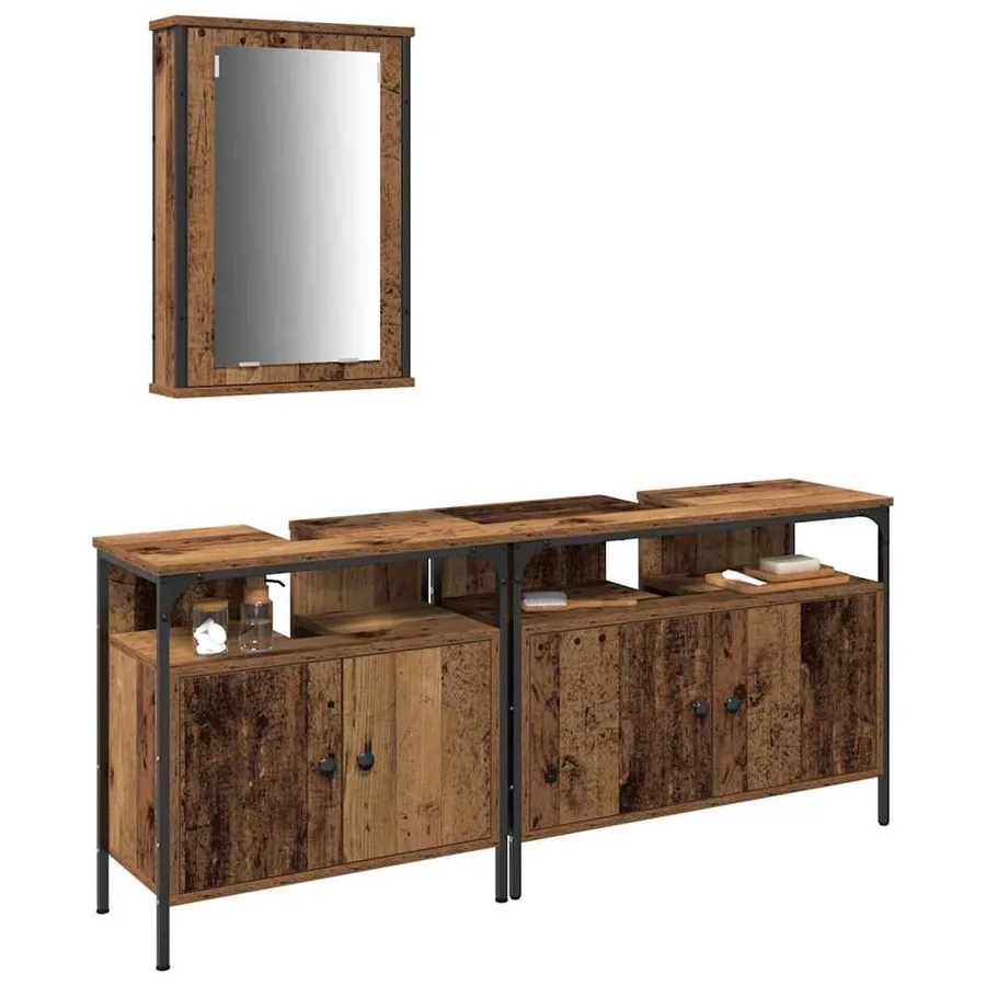 Meubles de salle de bain 3 pcs Marron Bois d'ingénierie - 3