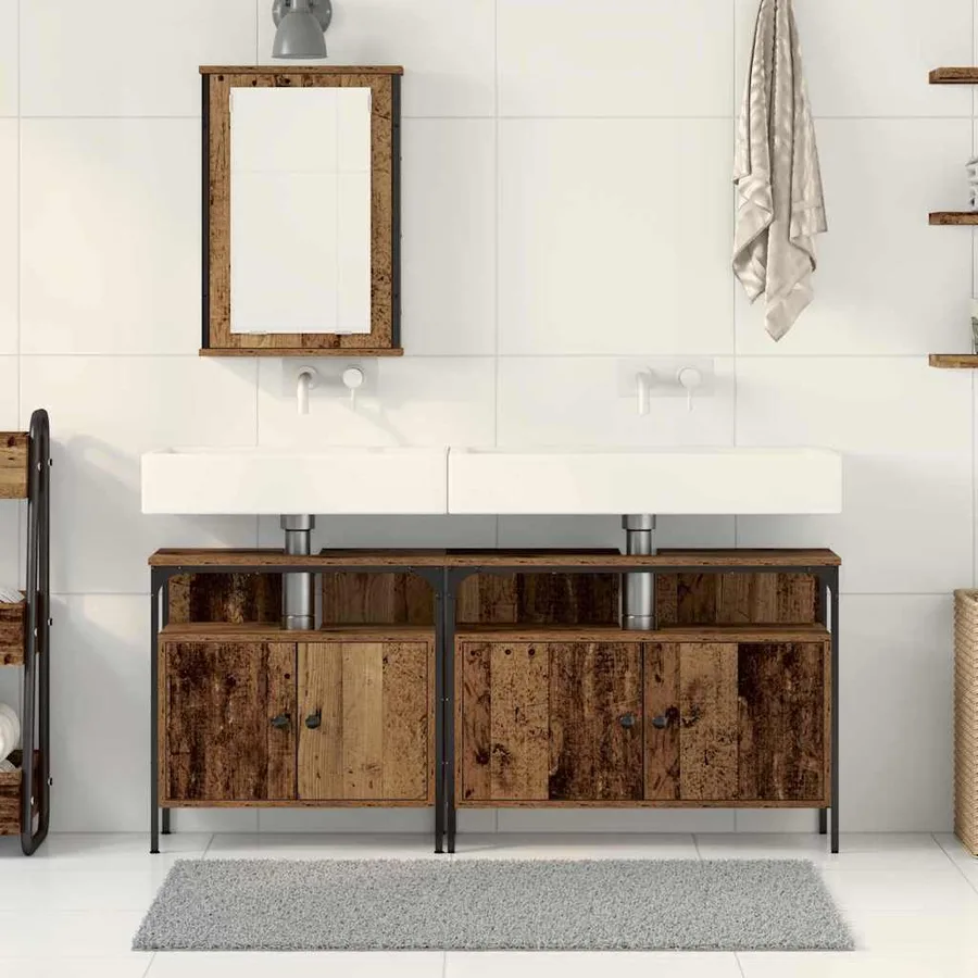 Meubles de salle de bain 3 pcs Marron Bois d'ingénierie - 4