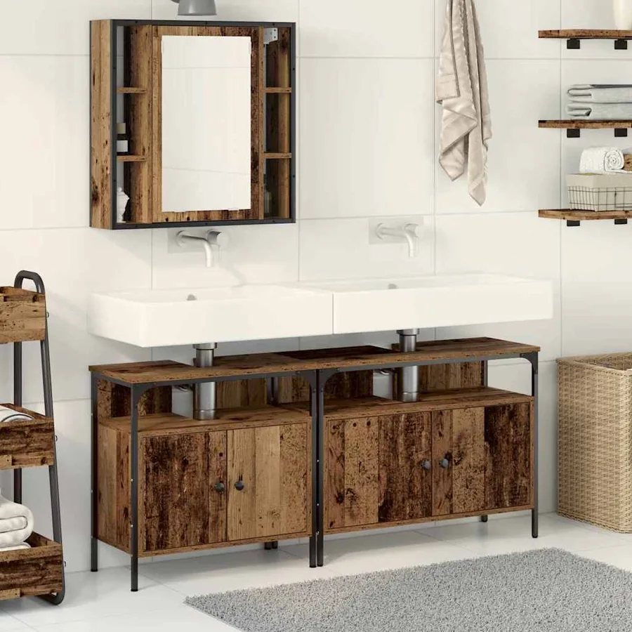 Meubles de salle de bain 3 pcs Marron Bois d'ingénierie