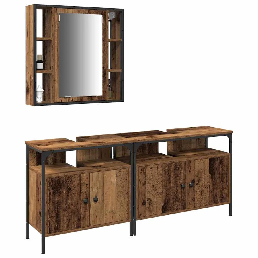 Meubles de salle de bain 3 pcs Marron Bois d'ingénierie - 3