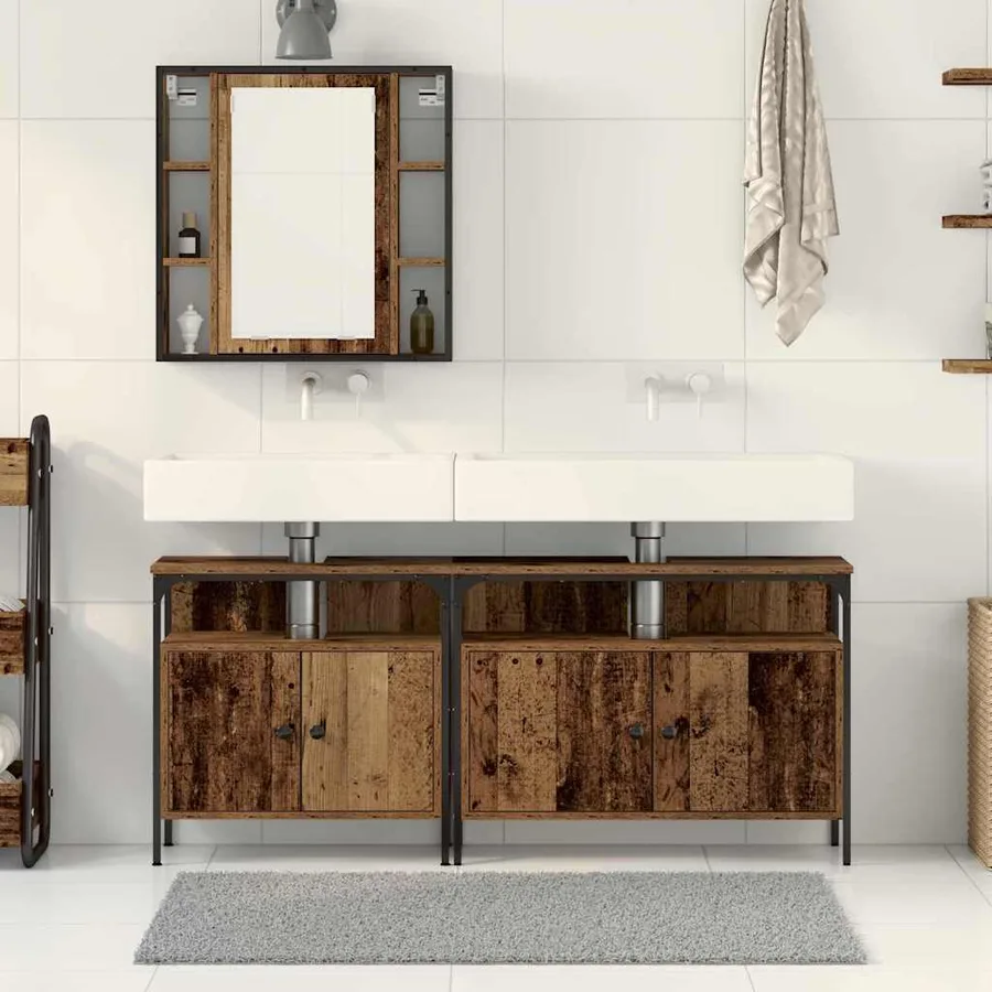 Meubles de salle de bain 3 pcs Marron Bois d'ingénierie - 4