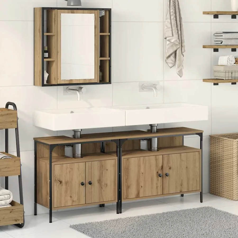 Meubles de salle de bain 3 pc Marron 80 x 30 x 60 cm