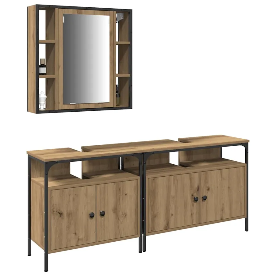 Meubles de salle de bain 3 pc Marron 80 x 30 x 60 cm - 3