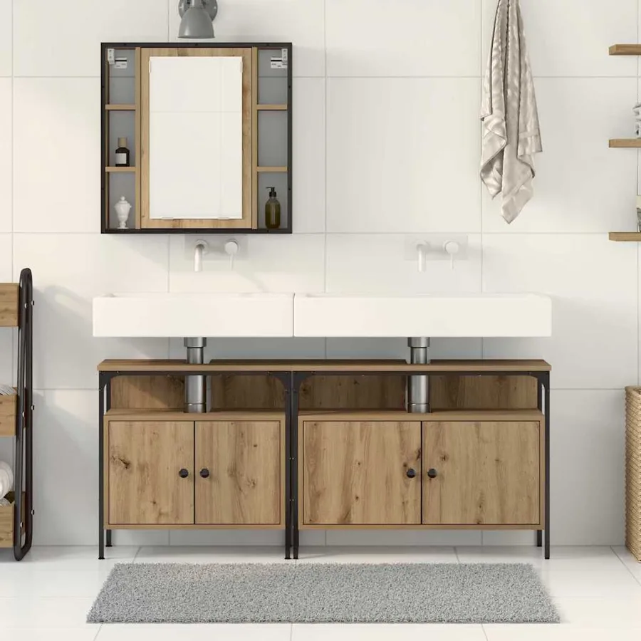 Meubles de salle de bain 3 pc Marron 80 x 30 x 60 cm - 4