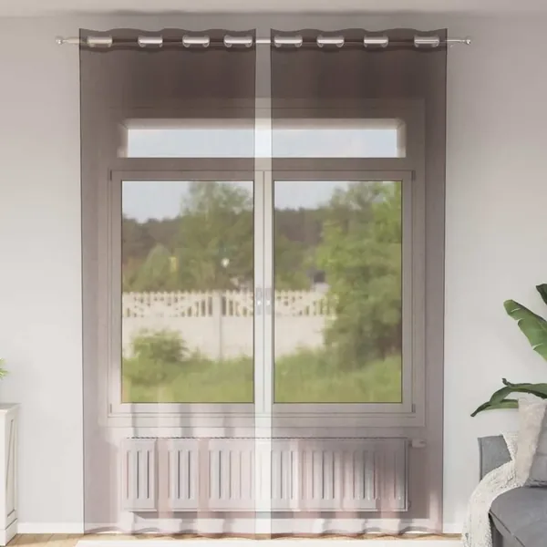 Rideaux en voile avec œillets 2 pcs marron 140x300 cm