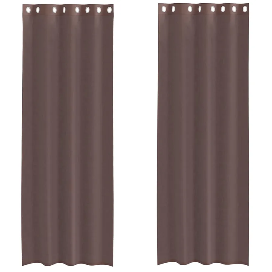 Rideaux en voile avec œillets 2 pcs marron 140x300 cm - 2