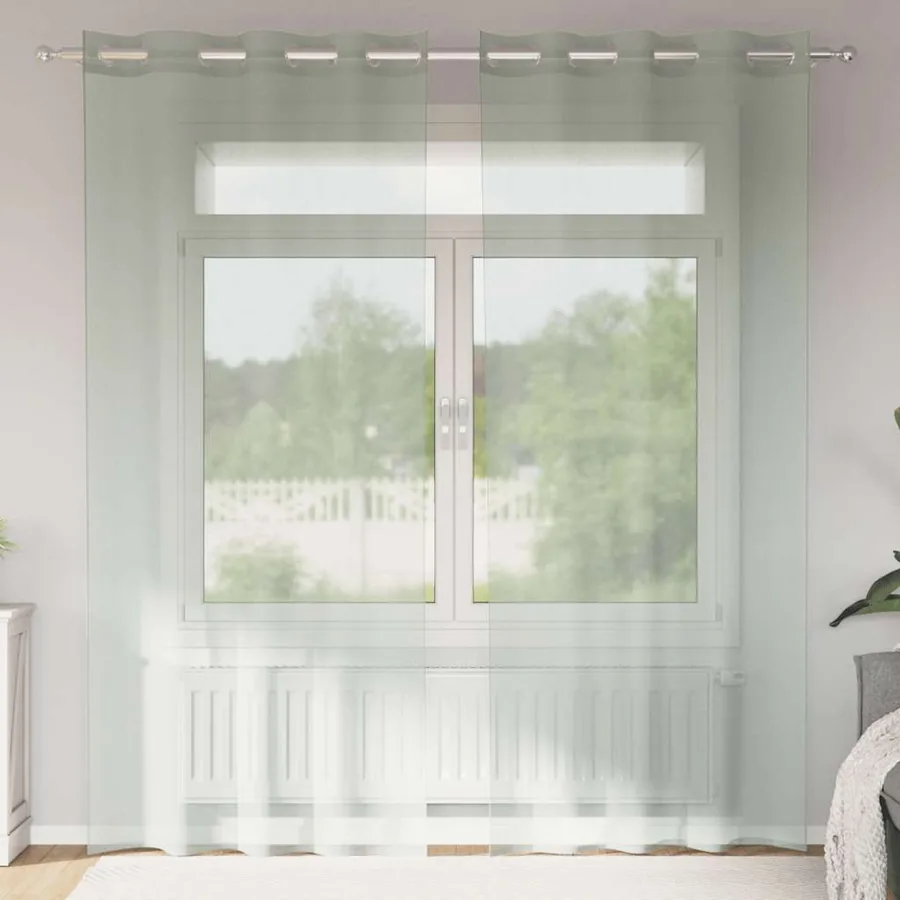 Rideaux en voile avec œillets 2 pcs gris clair 140x225 cm