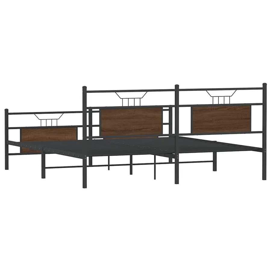 Cadre de lit en métal sans matelas chêne marron 160x200 cm - 8