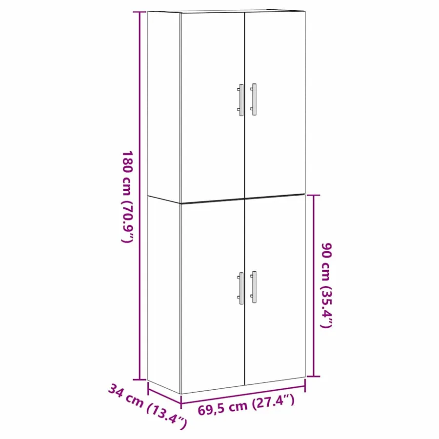 Armoire Murale Montage mural 2 pcs Chêne noir 69,5 x 34 x 90 cm - 12