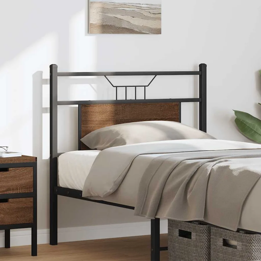 Tête de lit de remplacement chêne marron 80 cm bois d'ingénierie et acier - 3