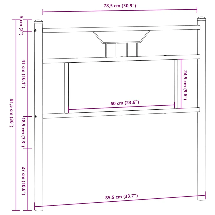 Tête de lit de remplacement chêne marron 80 cm bois d'ingénierie et acier - 8