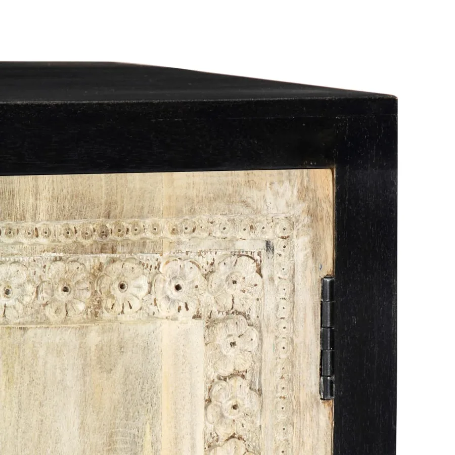 Table d'appoint sculptée à la main Gris 75x35x60 cm Manguier - 7