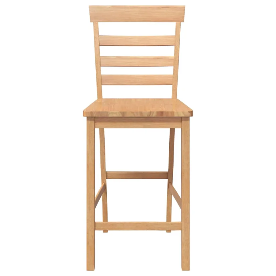 Tabourets de bar 2 pcs naturel bois massif d'hévéa - 5