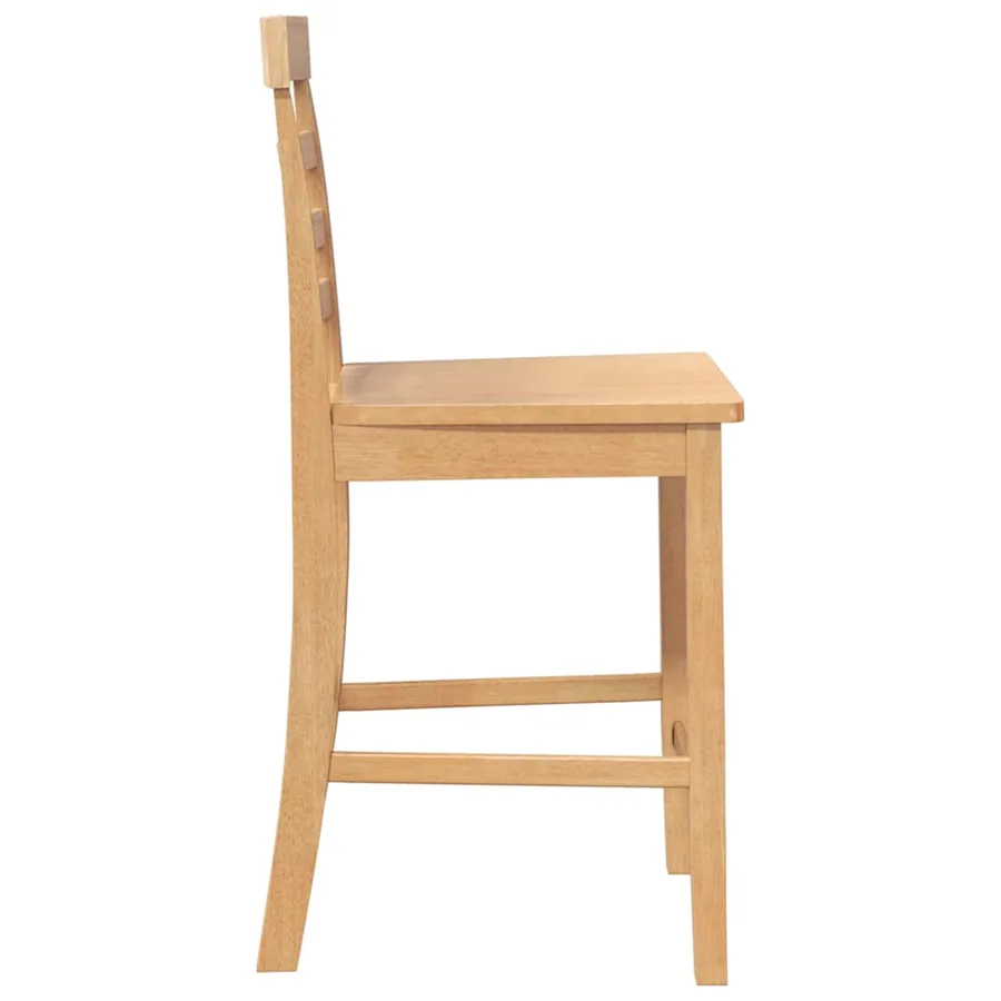 Tabourets de bar 2 pcs naturel bois massif d'hévéa - 6