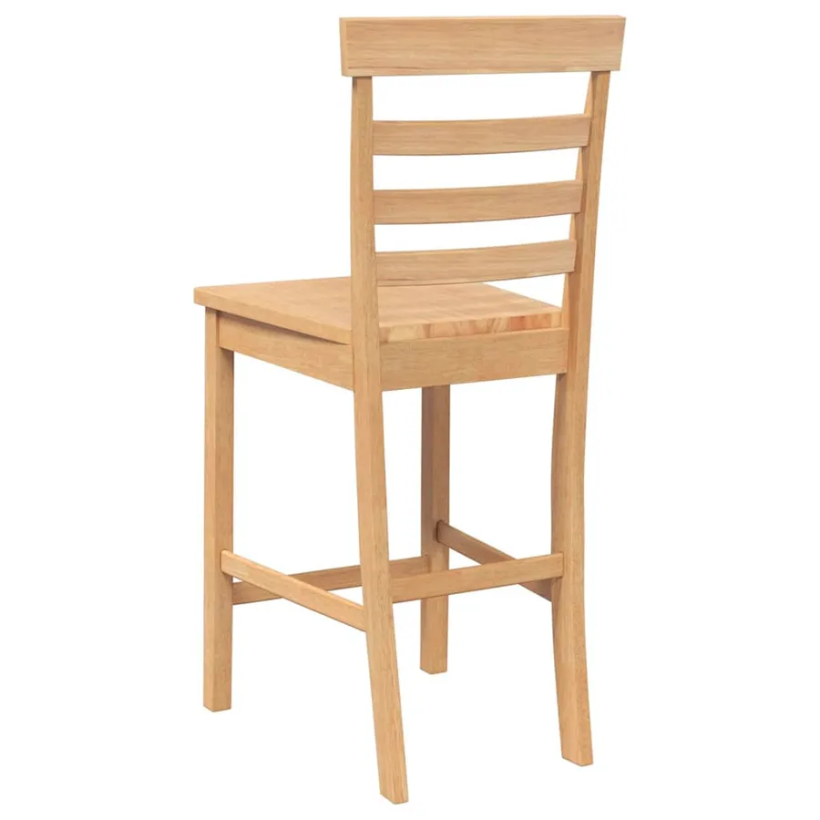 Tabourets de bar 2 pcs naturel bois massif d'hévéa - 7