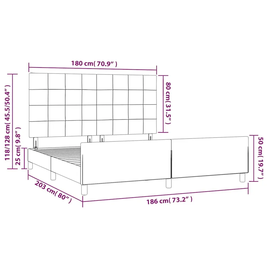 Cadre de lit sans matelas vert foncé velours - 12