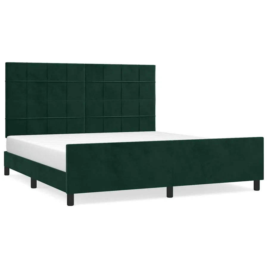 Cadre de lit sans matelas vert foncé velours - 2