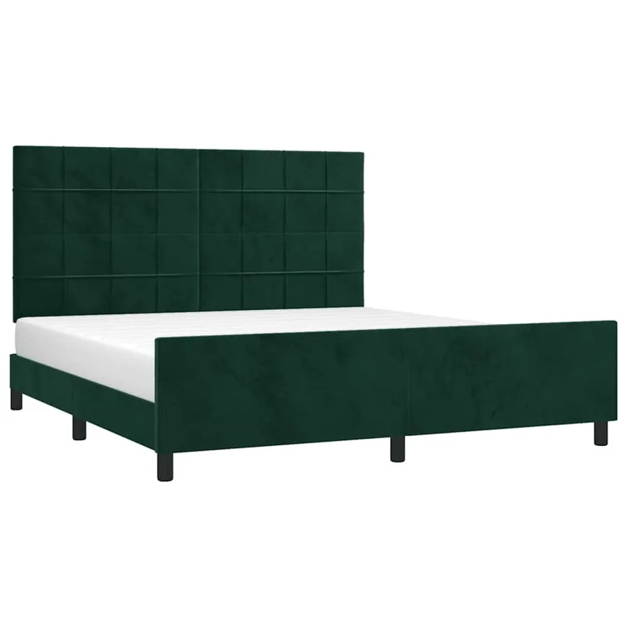 Cadre de lit sans matelas vert foncé velours - 3