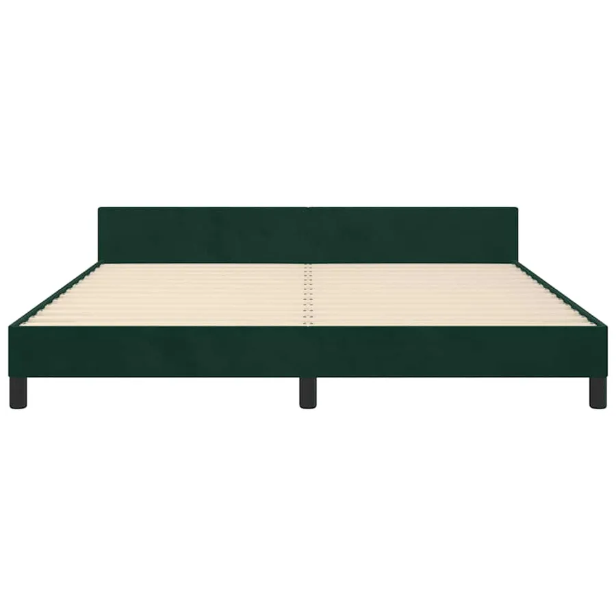 Cadre de lit sans matelas vert foncé velours - 6