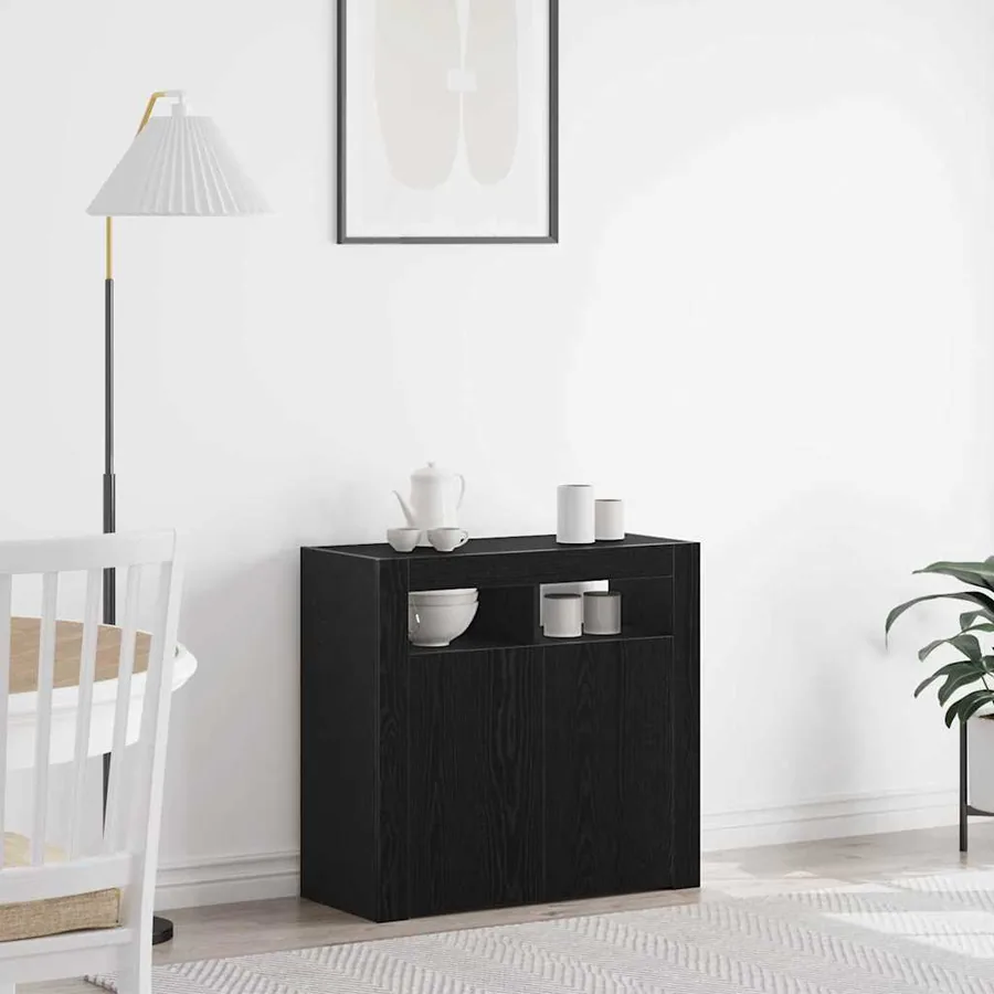 Buffet Chêne noir 80 x 35 x 75 cm Bois d'ingénierie