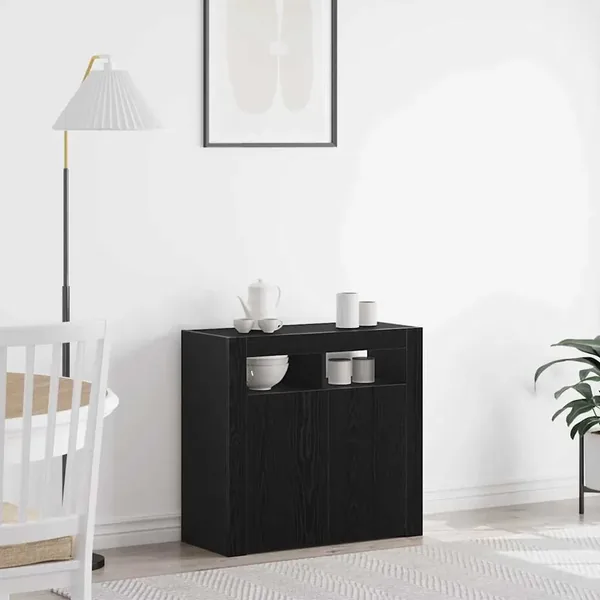 Buffet Chêne noir 80 x 35 x 75 cm Bois d'ingénierie