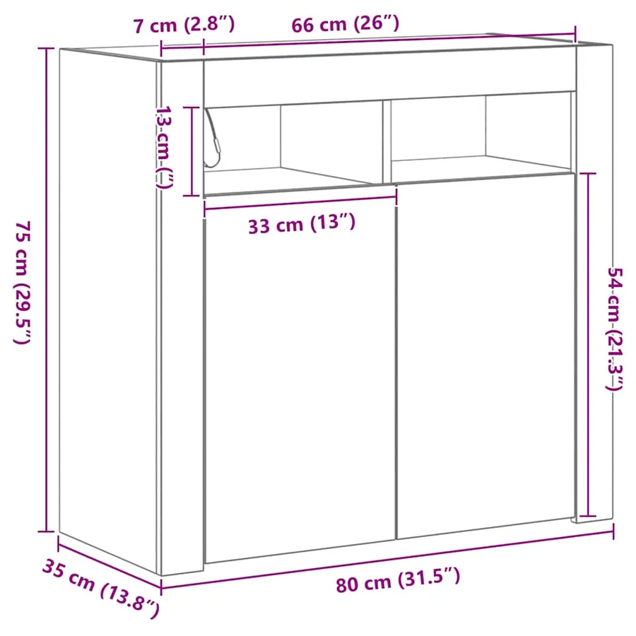 Buffet Chêne noir 80 x 35 x 75 cm Bois d'ingénierie - 11