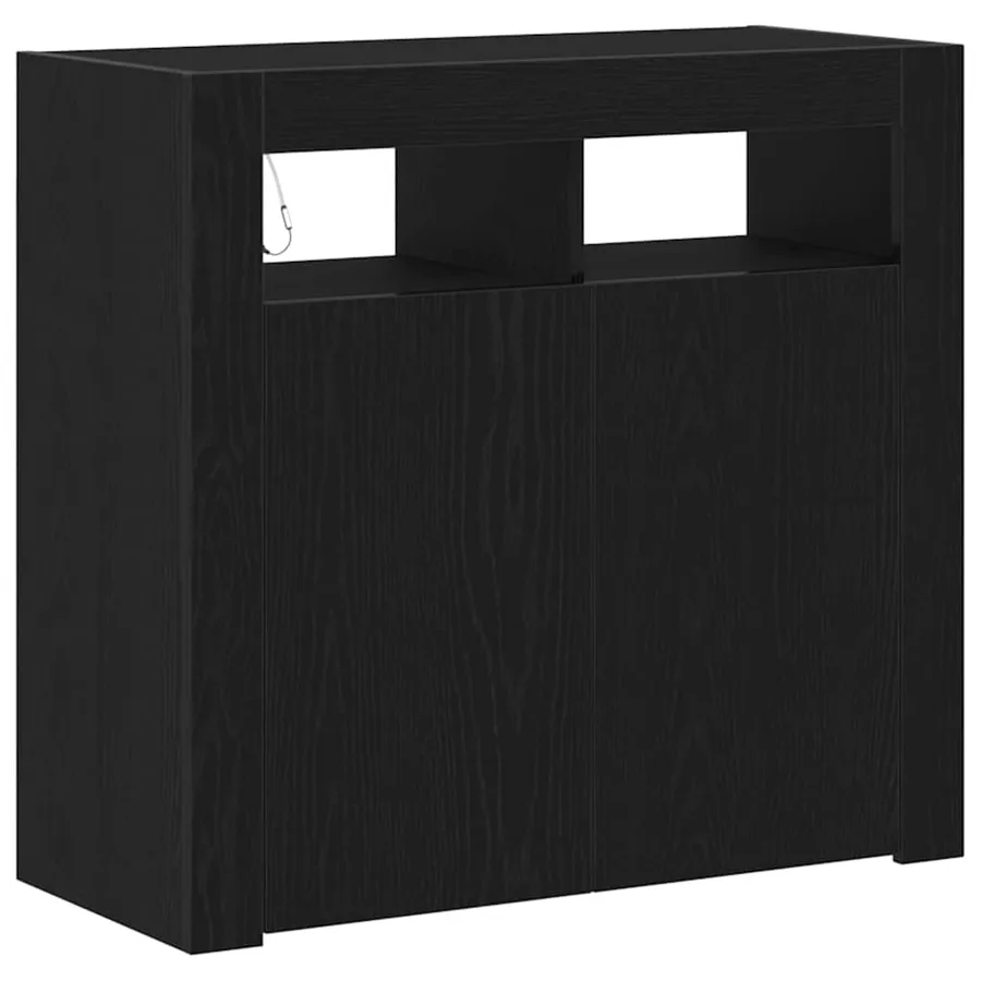 Buffet Chêne noir 80 x 35 x 75 cm Bois d'ingénierie - 2