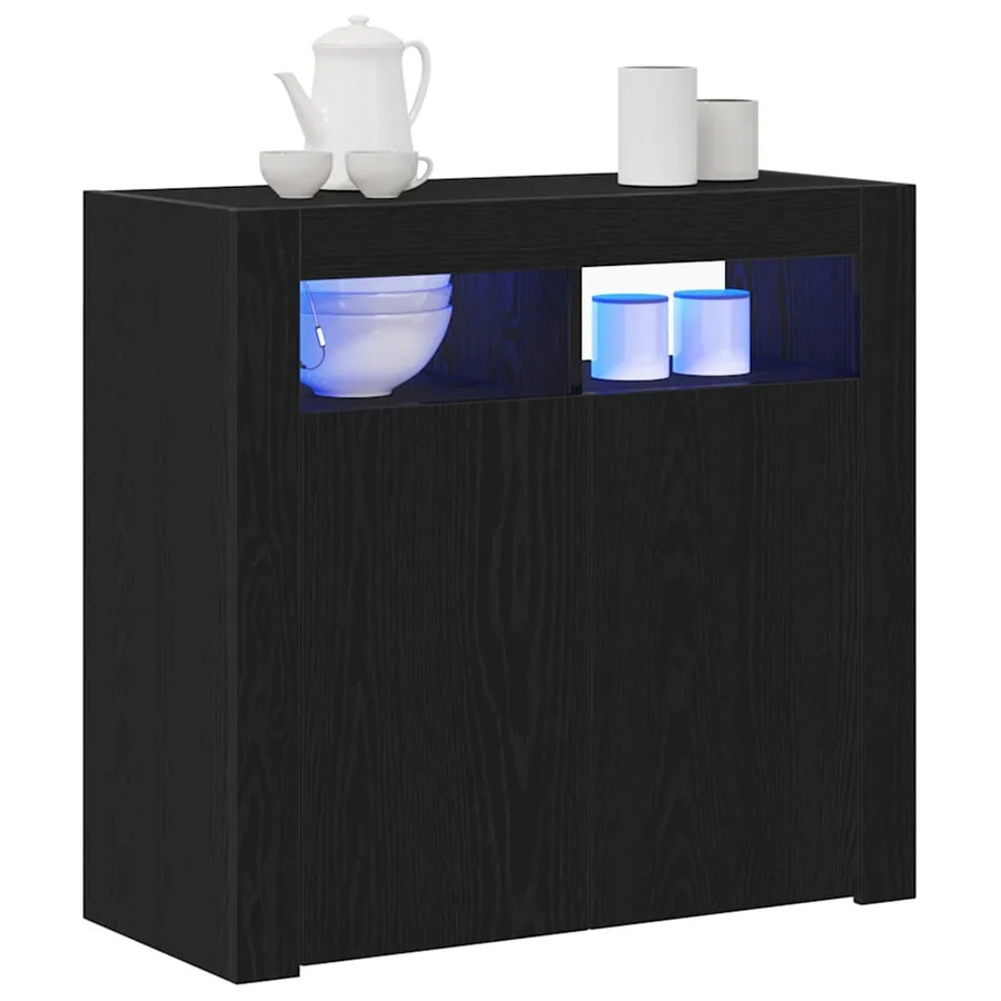 Buffet Chêne noir 80 x 35 x 75 cm Bois d'ingénierie - 3