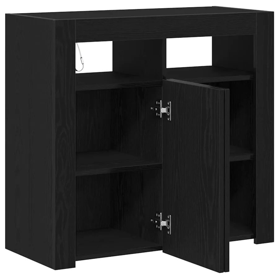 Buffet Chêne noir 80 x 35 x 75 cm Bois d'ingénierie - 4