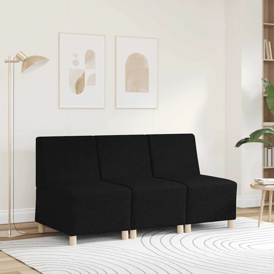 Canapé modulaire sans accoudoirs Noir 55 cm Tissu - 3