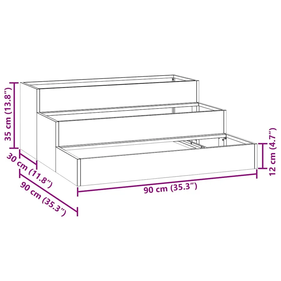 Cache-pot de jardin Anthracite 90 x 90 x 35 cm - 12
