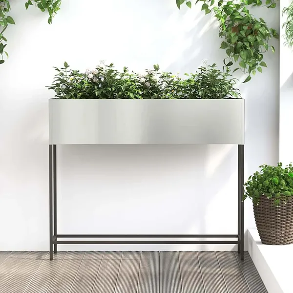 Bac de jardin surélevé Argent 100 x 26 x 82 cm Acier galvanisé