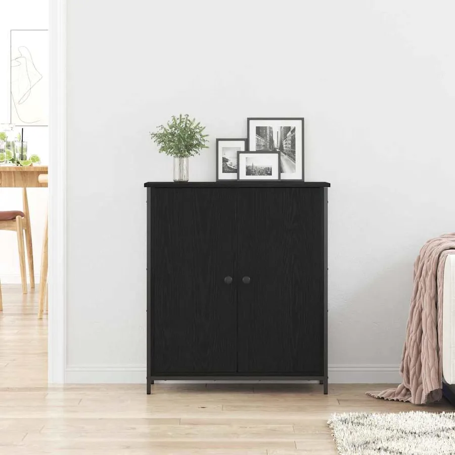 Buffet Chêne noir 70 x 30 x 80 cm Bois d'ingénierie - 4
