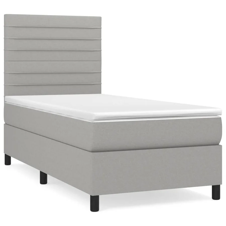 Sommier à lattes de lit avec matelas Gris clair 90x200 cm Tissu - 2