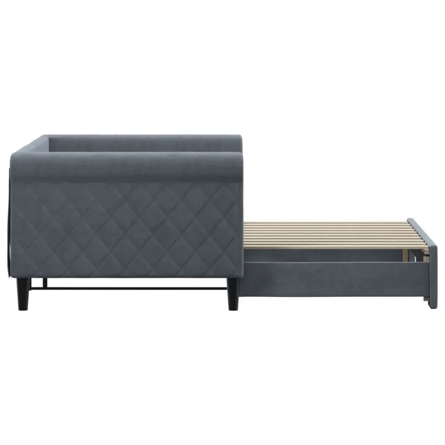 Lit de jour avec gigogne sans matelas gris foncé 90x190 cm - 4