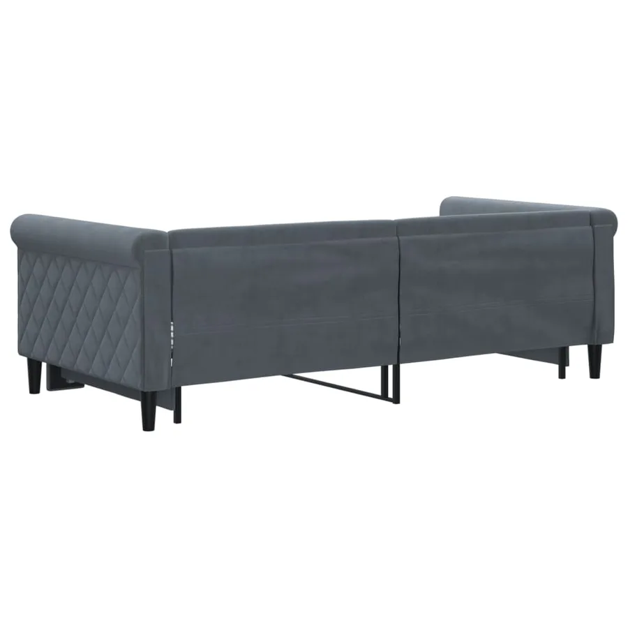 Lit de jour avec gigogne sans matelas gris foncé 90x190 cm - 5