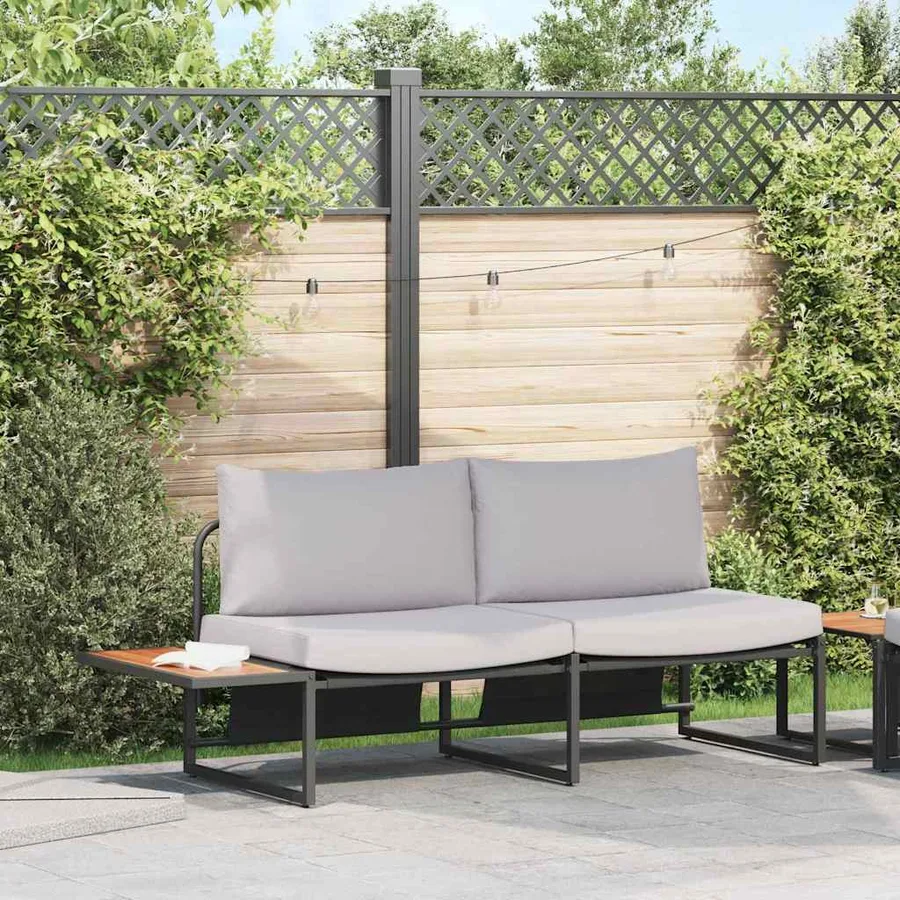 Canapé de jardin Gris clair 200,5 x 70 x 85,5 cm Acier - 4