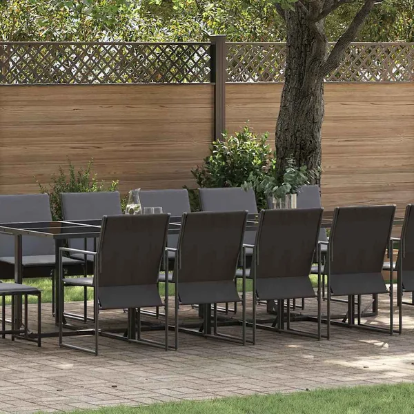 Ensemble de salle à manger pour jardin 15 pcs Noir Acier