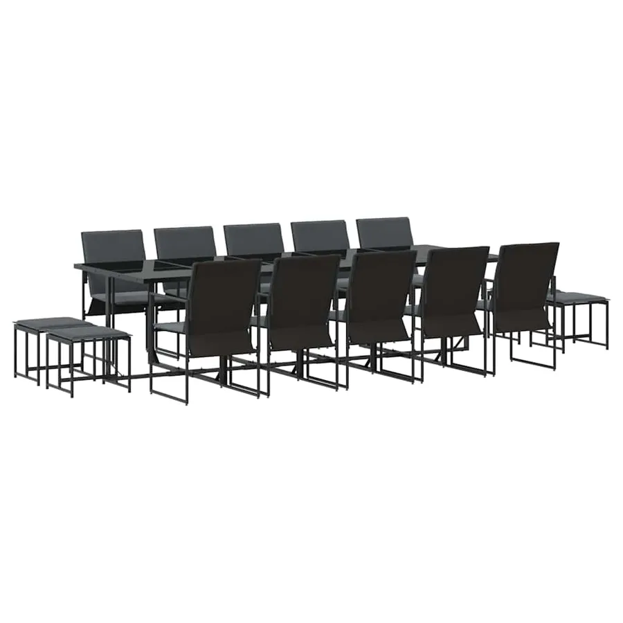 Ensemble de salle à manger pour jardin 15 pcs Noir Acier - 2