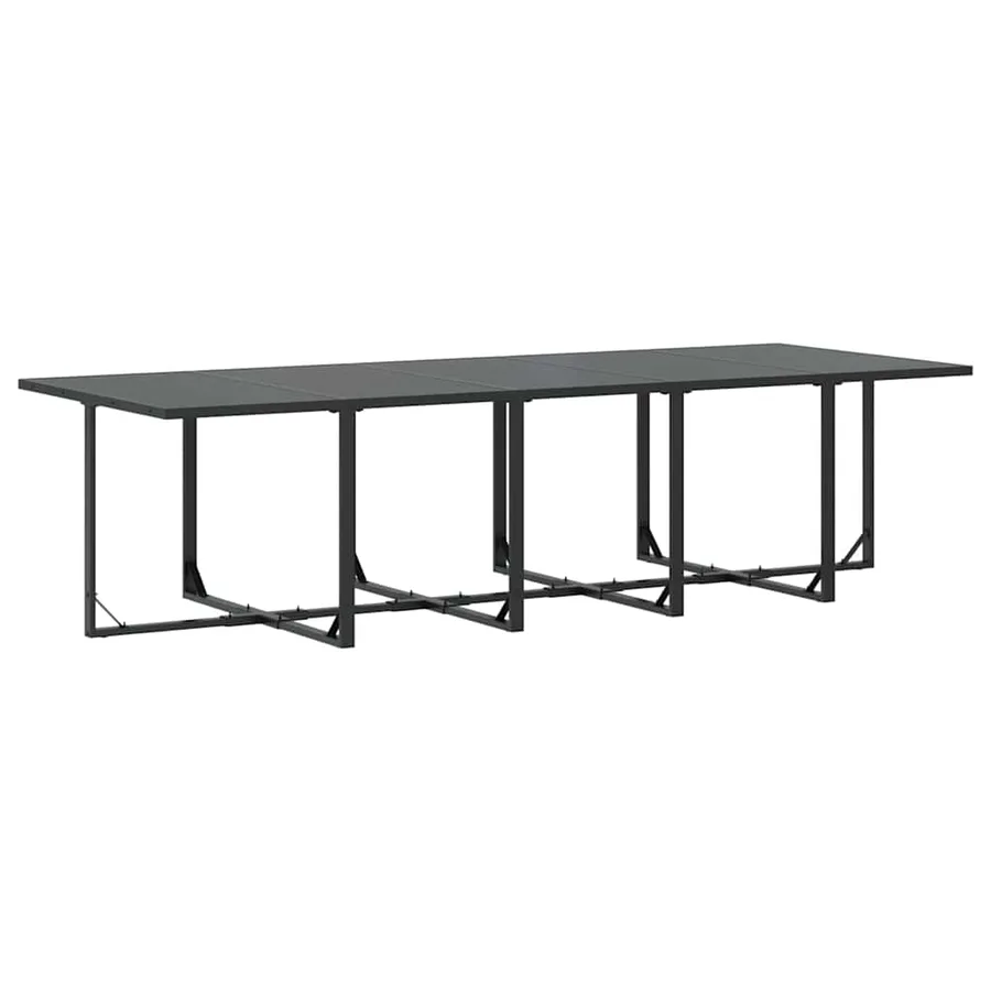 Ensemble de salle à manger pour jardin 15 pcs Noir Acier - 6