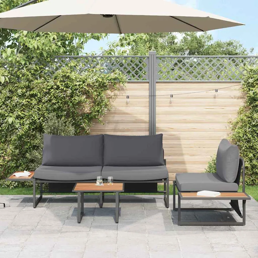 Ensemble de salle à manger pour jardin 3 pcs Anthracite Acier