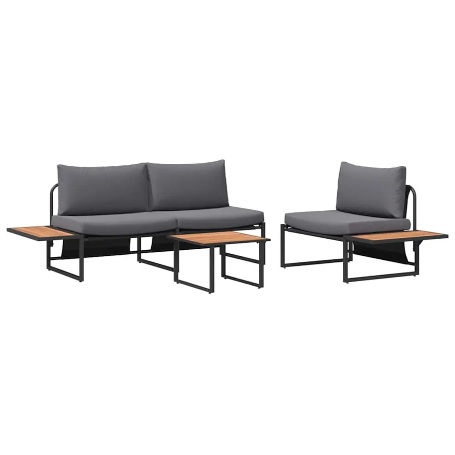 Ensemble de salle à manger pour jardin 3 pcs Anthracite Acier - 2