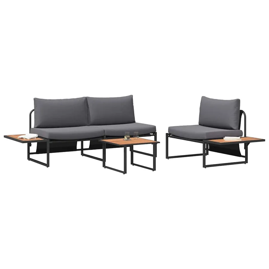 Ensemble de salle à manger pour jardin 3 pcs Anthracite Acier - 3