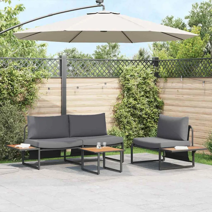Ensemble de salle à manger pour jardin 3 pcs Anthracite Acier - 4