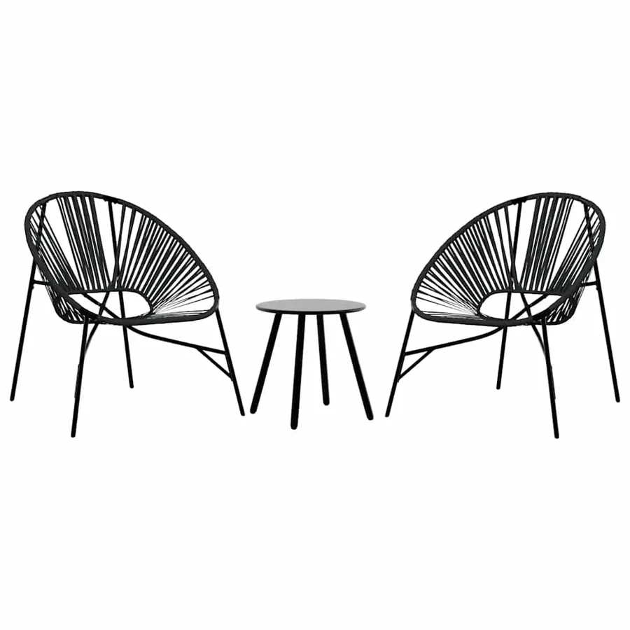 Lot de 3 Chaise de jardin noir résine tressée - 2
