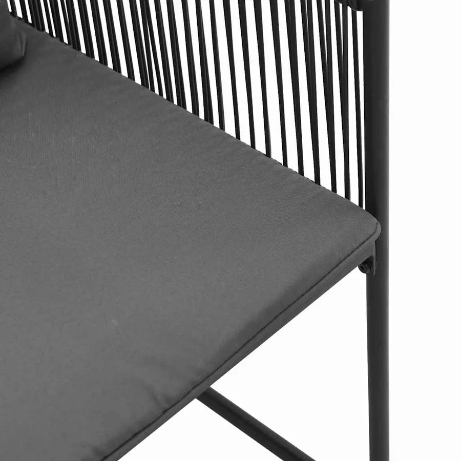 Chaise avec coussin 4 pcs Noir et anthracite Rotin PE - 10